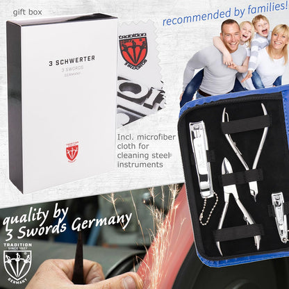 3 Swords Germany - brand quality 10 piece manicure pedicure grooming kit set for professional finger & toe nail care scissors clipper fashion leather case in gift box, Made by 3 Swords (00286)