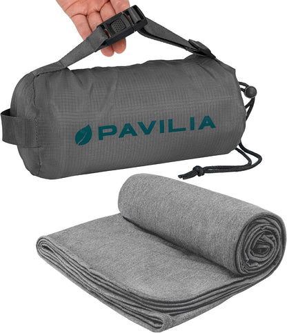 PAVILIA Travel Blanket Airplane Compact with Bag Lightweight, Purple