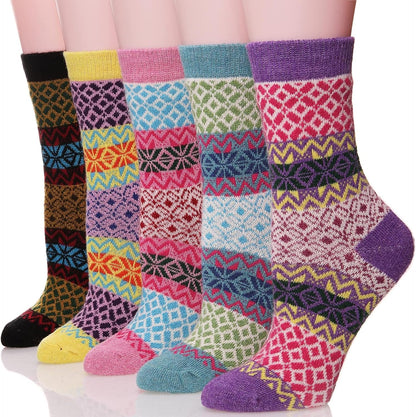 EBMORE Merino Wool Socks for Women Hiking Thermal Warm Winter Thick Boot Cozy Crew Comfy Work Socks for Ladies 5 Pairs