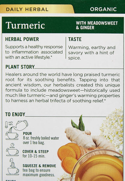 Traditional Medicinals Tea Turmeric Meadowsweet & ginger,16 count.