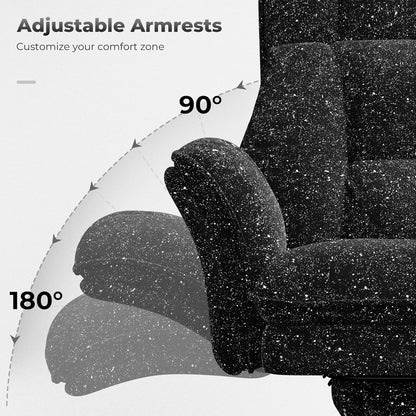 Big and Tall Office Chair, Flip Armrests for Pets & Cross Legged Sitting, Executive Ergonomic Computer Gaming Chair with Foot Rest, Teddy Fleece Wide Seat Reclining Desk Chair, White Vanity Chair