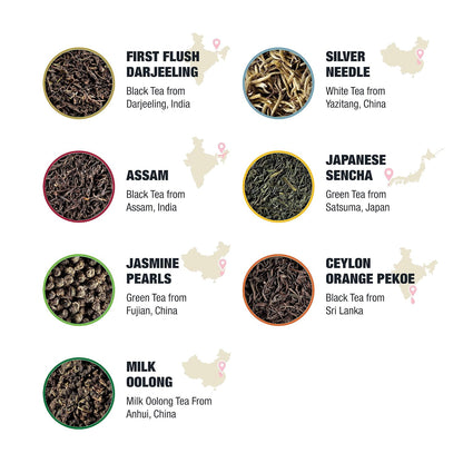 Tiesta Tea Single Origin Tea Sampler Dry Flight Set Tea 7 Pouches
