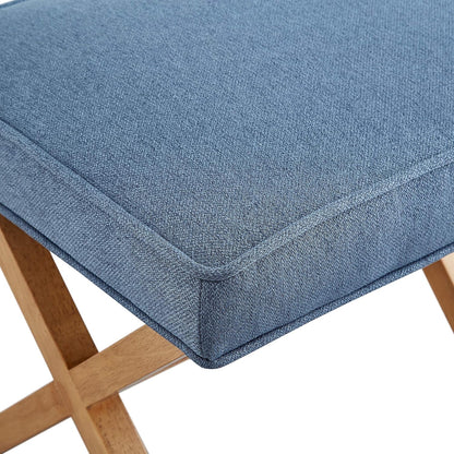 Amazon Basics Small Ottoman Foot Rest, Mid-Century Modern X Square Polyester Foot Stool, Linen, Ivory White, 18" D x 19.8" W x 18.3" H