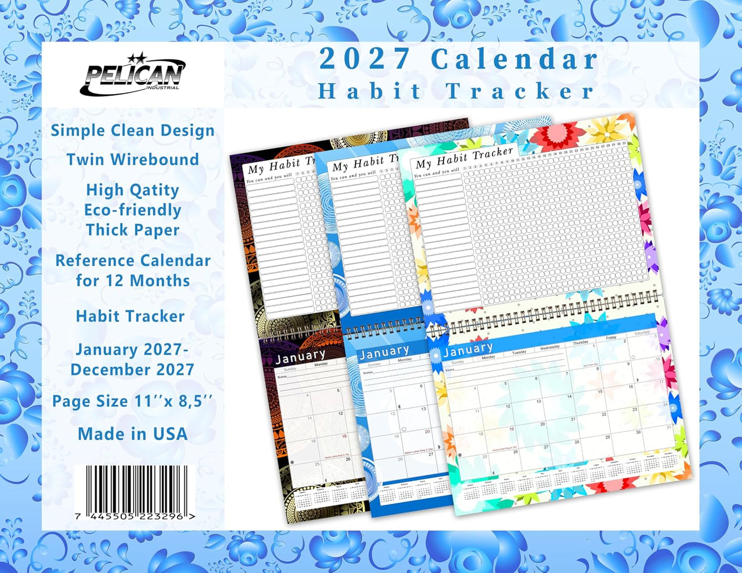 2027 Monthly Desktop/Wall Calendar/Planner - Habit Tracker - Daily, Weekly & Monthly Goal Motivational Habit Tracking Journal Inspirational - (Edition #019)