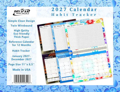 2027 Monthly Desktop/Wall Calendar/Planner - Habit Tracker - Daily, Weekly & Monthly Goal Motivational Habit Tracking Journal Inspirational - (Edition #019)