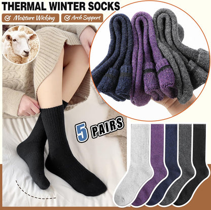 EBMORE Merino Wool Socks for Women Hiking Thermal Warm Winter Thick Boot Cozy Crew Comfy Work Socks for Ladies 5 Pairs