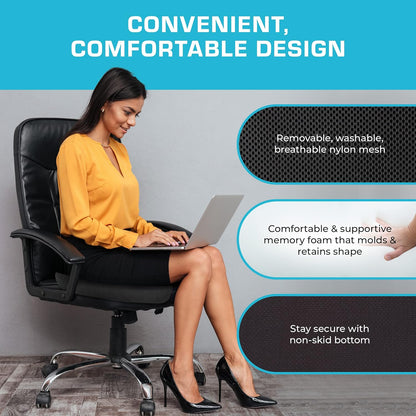 Xtreme Comforts Seat Cushions | Office Chair Cushions for Desk, Car, Wheelchair| Ergonomic Memory Foam Seat Cushion for Support & Comfort | Helps Improve Sitting Posture for Work & Body Relief (1 Pc)