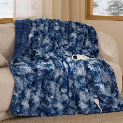 Bedsure Heated Blanket Throw Blanket with Preheat Function - Fast Heating Electric Blanket, Soft Flannel Throw with 6 Time Settings(Up to 10H), 6 Heating Settings, Gifts for Grandma (50"x60", Cream)