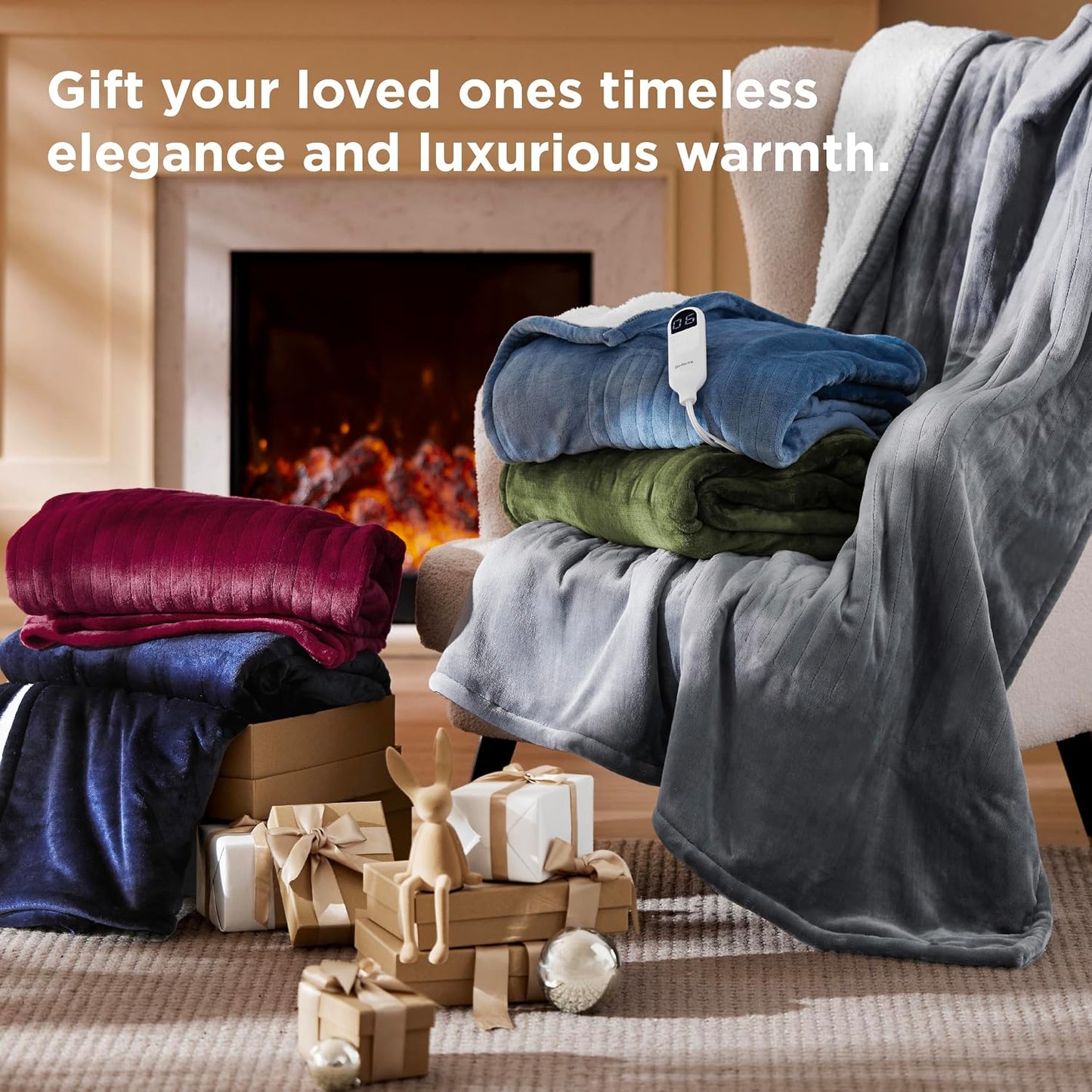 Bedsure Heated Blanket Throw Blanket with Preheat Function - Fast Heating Electric Blanket, Soft Flannel Throw with 6 Time Settings(Up to 10H), 6 Heating Settings, Gifts for Grandma (50"x60", Cream)