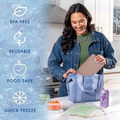 Cool Coolers by Fit & Fresh XL Slim Ice Packs, Quick Freeze Space Saving Reusable Ice Packs for Lunch Boxes or Coolers