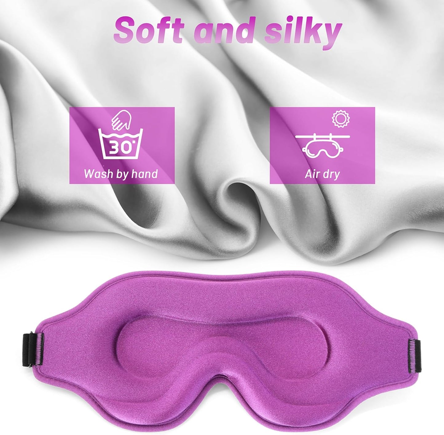 Sleep Eye Mask for Men Women, Lash Extensions 3D Sleeping Mask, Travel Blackout Night Blindfold Eye Shade Cover with Adjustable Strap (Black)