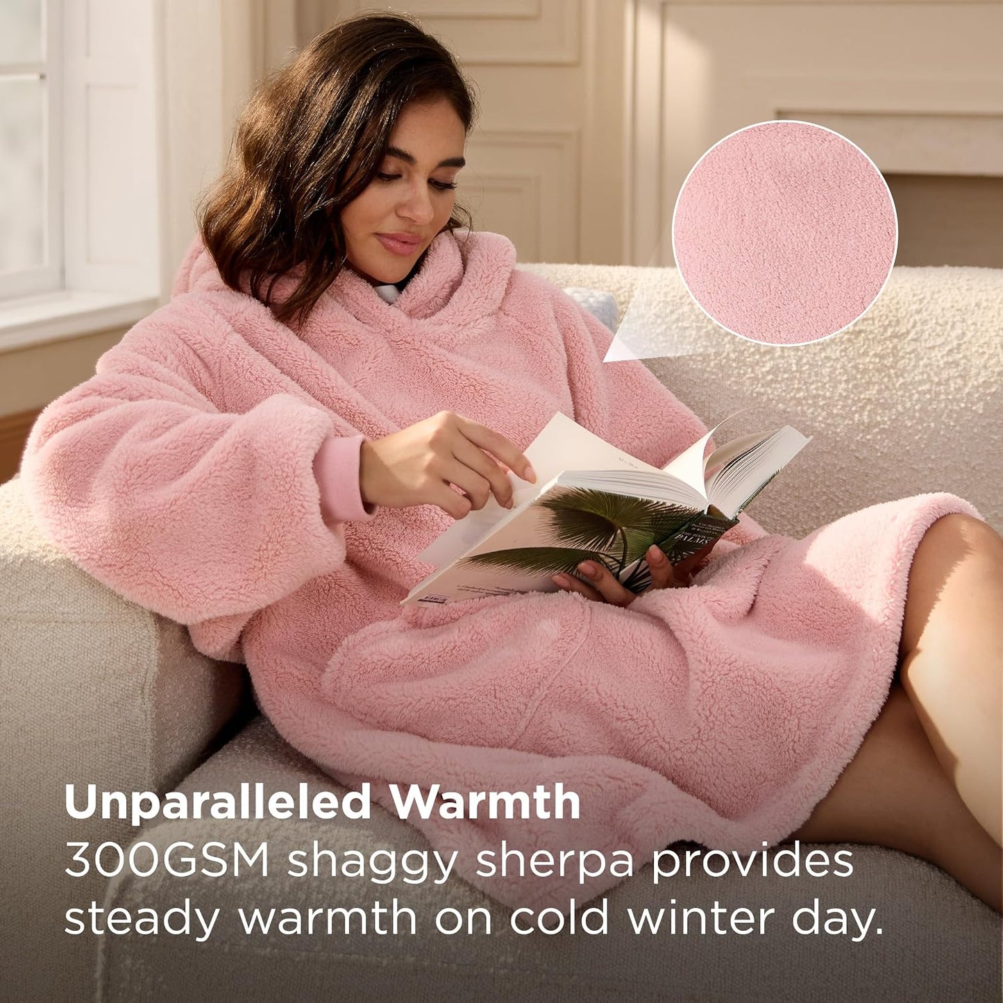 Bedsure Wearable Blanket Hoodies, Blanket Hoodie as Mothers Day Birthday Gifts for Mom Women, Warm Cozy Soft Sweatshirt Hooded Blankets for Women Men Adults, Grey, Standard