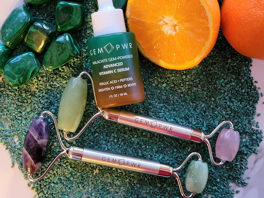 Amethyst + Jade Roller for Face and Neck Massage, Dual Gemstones with Durable Steel Handle and Travel Bag. Minimize Wrinkles, Reduce Puffiness and Restore Skin's Elasticity and Radiance