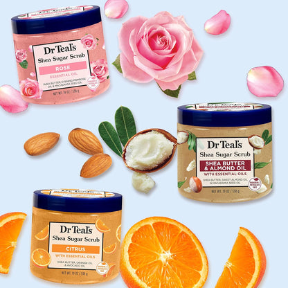 Dr Teal's Shea Sugar Sleep Scrub, with Melatonin, Lavender, & Essential Oils, 19oz (Pack of 3)