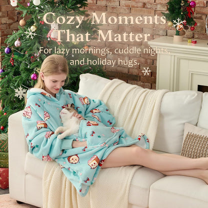 Krifey Wearable Blanket Hoodie, Oversized Sherpa Hooded Blanket for Adults | Soft sherpa fleece with sleeves and pocket; oversized fit for lounging, WFH, camping, Christmas and white elephant gifts.