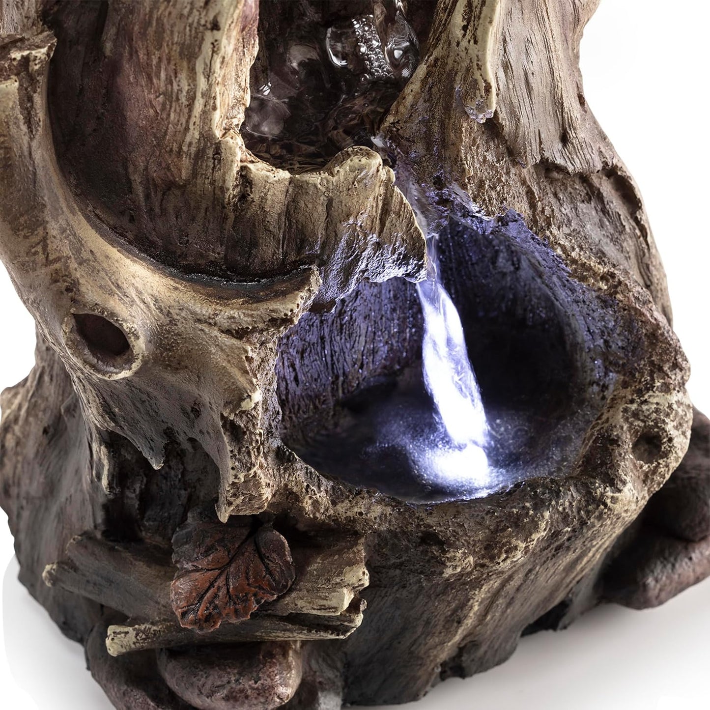 Alpine Corporatio 14" Tall Stoned Jar Cascading Water Fountain with LED Lights, Elegant Tabletop Water Feature for Home, Office, Living Room, and Bedroom Decor, Gray