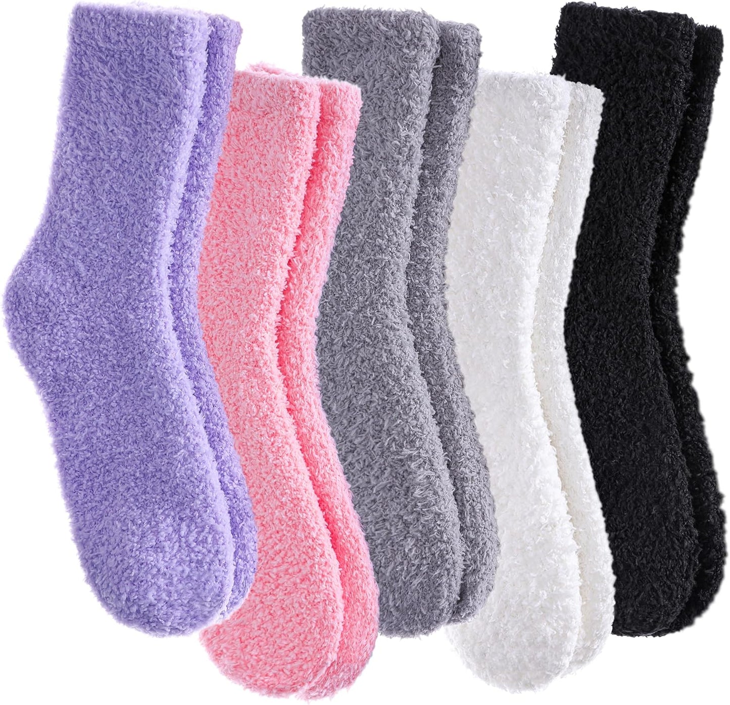 CHOWISH Womens Fuzzy Slipper Socks Super Soft Microfiber Fluffy Cozy Winter Warm Fuzzy Crew Socks