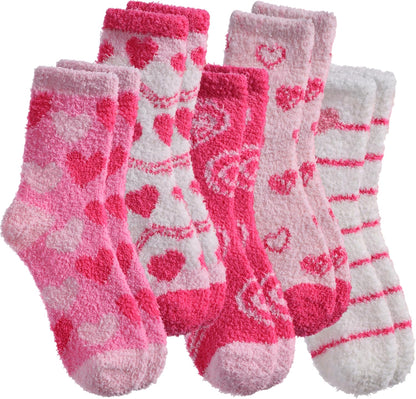 SDBING Fuzzy Socks for Women Soft Fluffy Home Sleeping Socks Cozy Warm Slipper Socks 6 or 5 Pairs