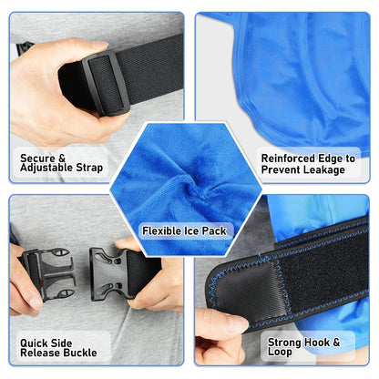 Shoulder Ice Pack Wrap, Larger Rotator Cuff Cold Therapy Support Brace for Shoulder Pain Relief, Reusable Gel Hot Cold Compress for Sports Injuries, Tendonitis, Surgery Recovery