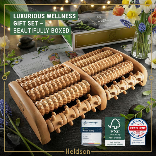 HELDSON Wooden Foot Massager Roller – Foot Roller for Plantar Fasciitis