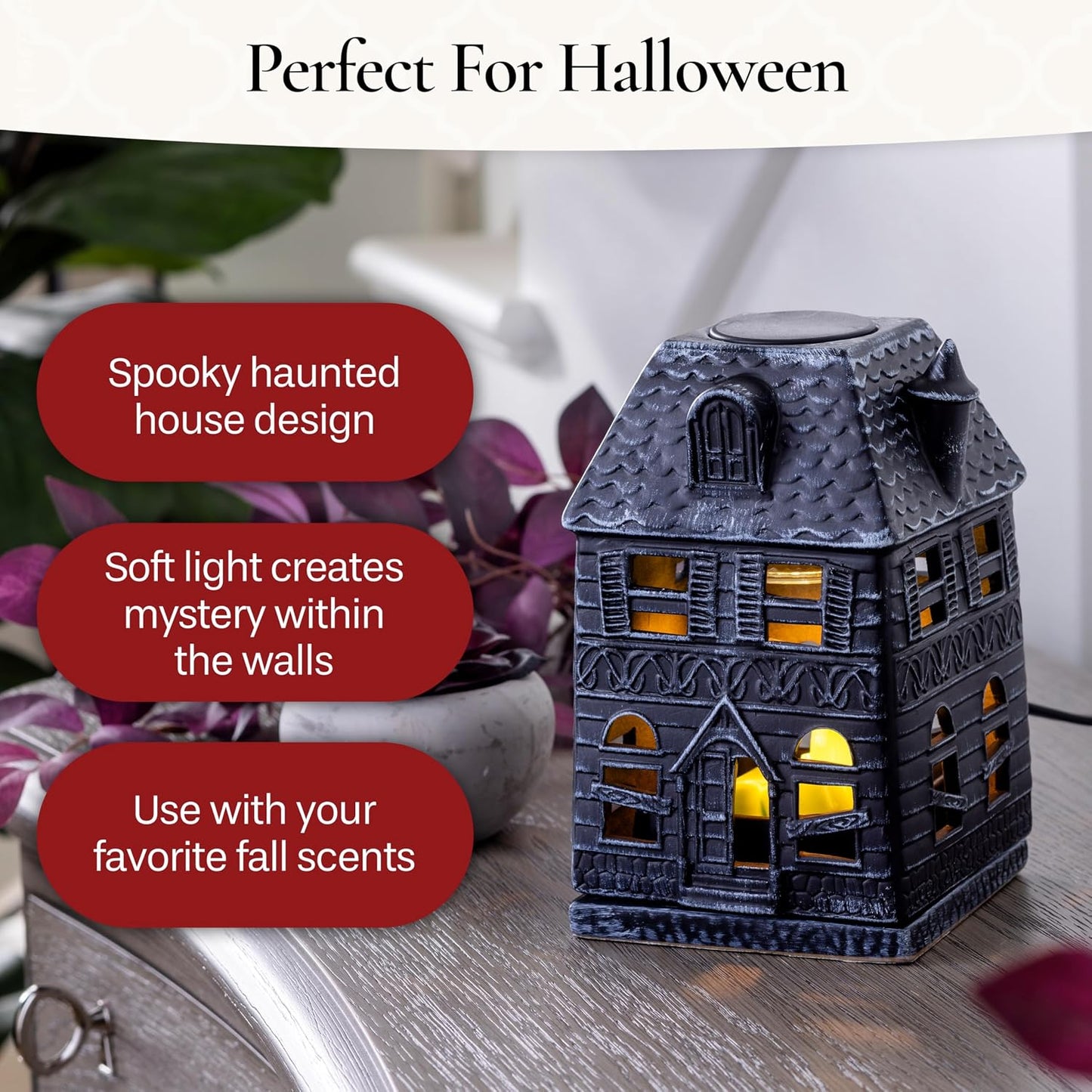 Candle Warmers ETC. Illumination Fragrance Warmer- Light-Up Warmer for Warming Scented Candle Wax Melts and Tarts or to Freshen Room, White Harmony