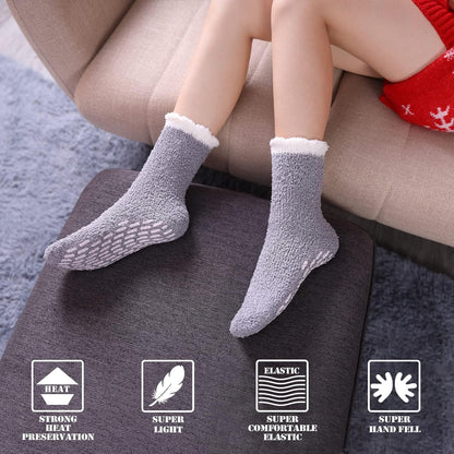 FNOVCO Non Slip Socks for Women Winter Warm Cozy Fuzzy Slipper Socks Soft Fluffy Hospital Socks with Grips