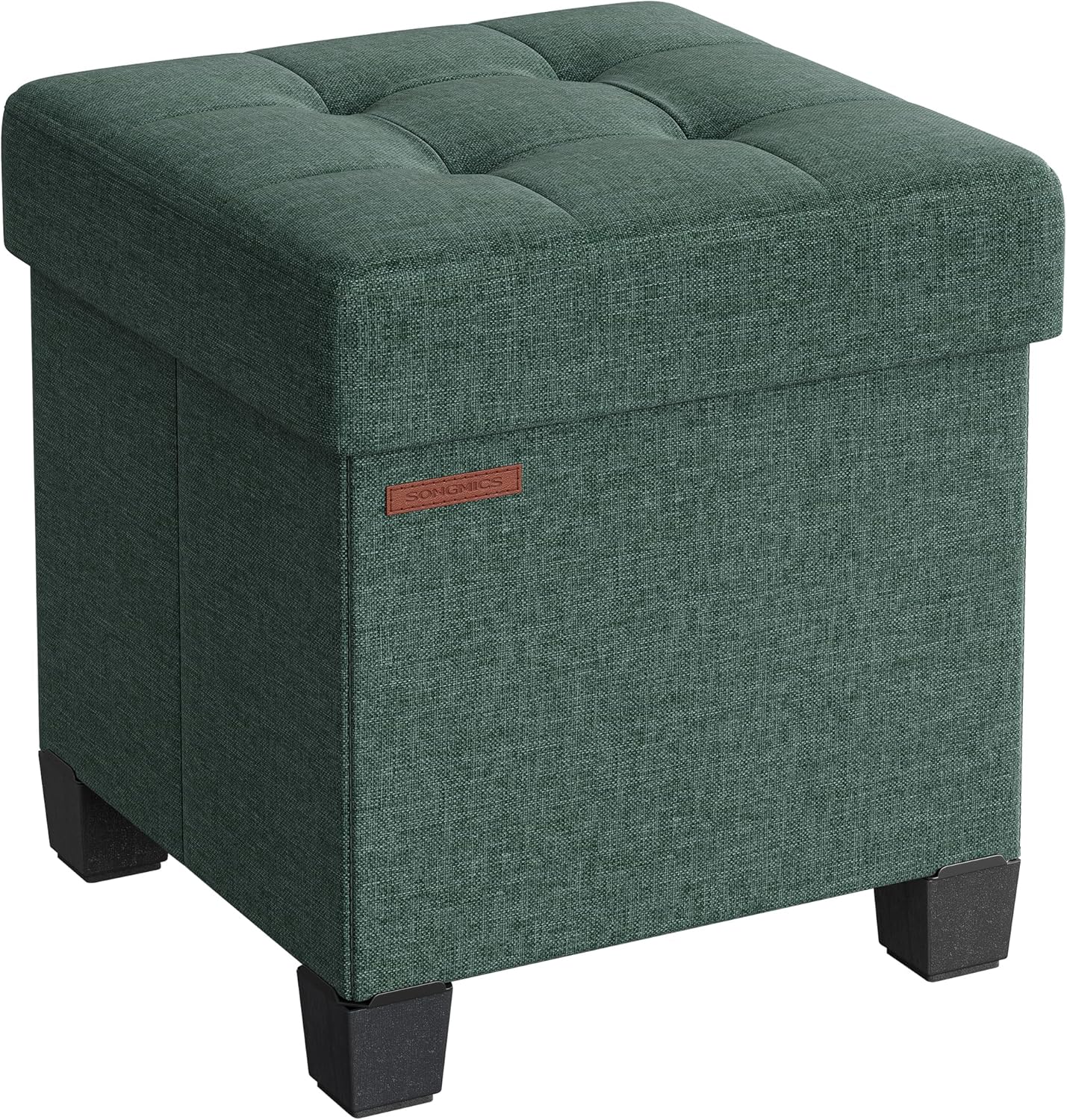 SONGMICS Storage Ottoman, Small Ottoman Foot Rest with Legs, 12.6 x 15.7 x 13.2 Inches Foot Stool, Load up to 660 lb, for Living Room, Bedroom, Dorm, Slate Gray ULSF012G01