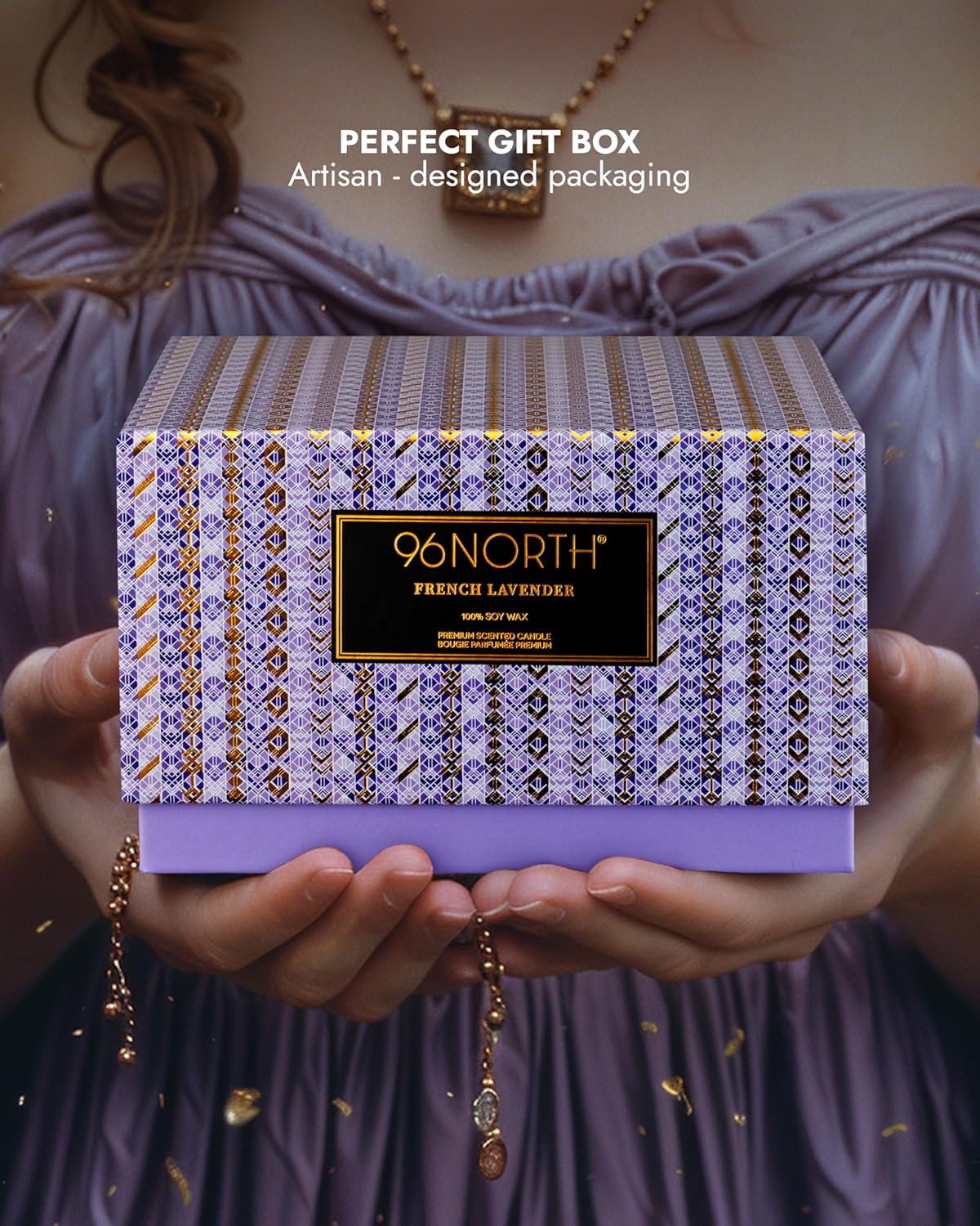 96NORTH Luxury Vanilla Soy Candles | Large 3 Wick Jar Candle | Up to 50 Hours Burning Time | 100% Natural Soy Wax | Relaxing Aromatherapy Aesthetic Candle | Housewarming Gift for Men and Women