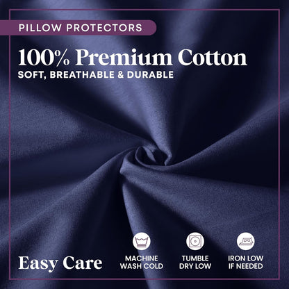 CirclesHome Pillow Protectors 4 Pack Standard Zippered - 100% Cotton Breathable Pillowcases - Protects Pillows from Dirt, Dust and Debri (Standard - Set of 4 - 20x26)