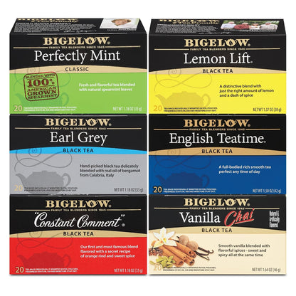 Bigelow Tea Black Tea 6 Flavor Variety Pack, 20 Count (Pack of 6)