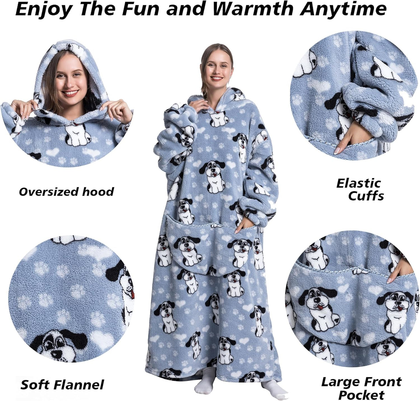Capecage Blanket Hoodie, Long Hooded Blanket Sweatshirt as Birthday Gifts for Women Men, Long Wearable Blanket for Women Men.