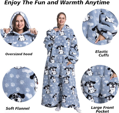 Capecage Blanket Hoodie, Long Hooded Blanket Sweatshirt as Birthday Gifts for Women Men, Long Wearable Blanket for Women Men.