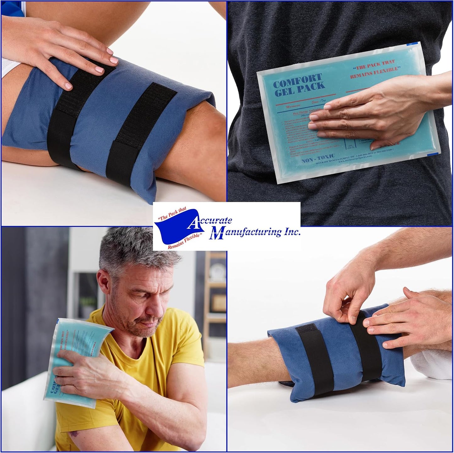 Flexible Reusable Gel Packs for Neck, Wrist, Arm, Back and Shoulder Pain Relief - Versatile Hot or Cold Gel Packs for Injuries, Sore Muscles or Toothache Pain Relief, Blue, 9" x 12", 1 Pack