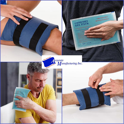 Flexible Reusable Gel Packs for Neck, Wrist, Arm, Back and Shoulder Pain Relief - Versatile Hot or Cold Gel Packs for Injuries, Sore Muscles or Toothache Pain Relief, Blue, 9" x 12", 1 Pack
