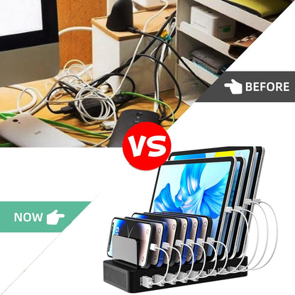 Charging Station 100W 10-Port USB C Fast Charging Dock for Multiple, Black