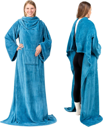 PAVILIA Wearable Blanket with Sleeves for Adult Women Men, Cozy Fleece Warm Wrap Throw with Arms, Gifts for Christmas, Wife