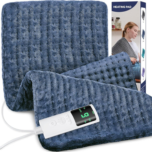 Extra Large Heating Pad for Back Pain Relief, 33"x17" Electric Heat Pad for Neck, Shoulders, Cramps, Menstrual Pain, 9 Heat Settings & 4 Auto-Off Timers, Soft Machine Wash Fabric, Gifts for Lover Gray