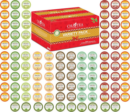 Cha4TEA 100-Count Variety Pack Tea Pod Compatible with Keurig K-Cup Brewers