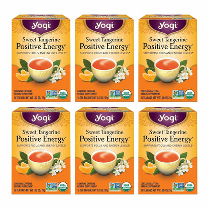Yogi Sweet Tangerine Positive Energy Tea, 16 Tea Bags (6 Pack)