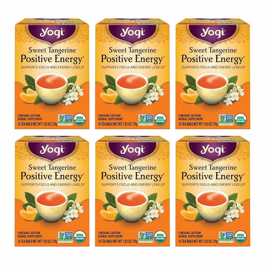 Yogi Sweet Tangerine Positive Energy Tea, 16 Tea Bags (6 Pack)