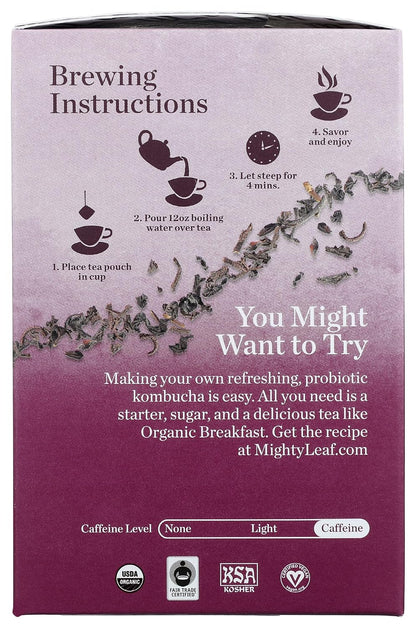 Mighty Leaf Tea Organic Breakfast Hand-Stiched Tea Bags, 15 ct