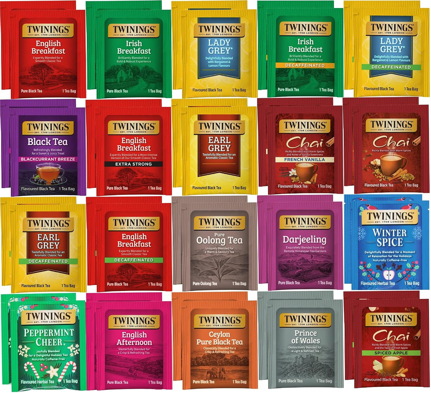 Twinings Assorted Herbal, Naturally Caffeine-Free Tea Bag Sampler (40 Count) 13 Flavour Boxed Variety Gift Set