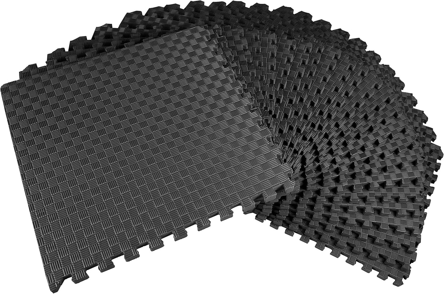 BalanceFrom Puzzle Exercise Mat 1/2" Thick, EVA Interlocking Foam Floor | Tiles for Home Gym, Mat for Home Workout Equipment, Floor Padding for Kids, Black, 24 in x 24 in x 1/2 in, 144 Sq Ft-36 Tiles
