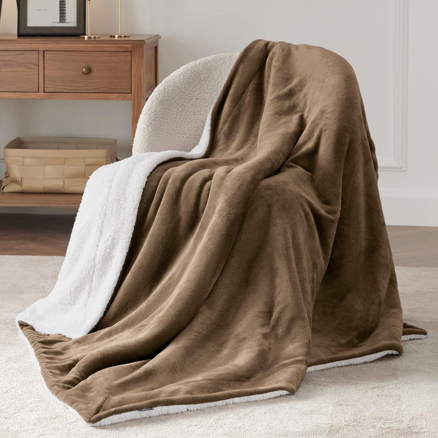 Bedsure GentleSoft Sherpa Fleece Throw Blanket for Couch, Non-Heated, Thick & Warm Cozy Blanket for Winter, Soft Fuzzy Plush Throw Gifts for Women and Men, Grey, 50x60 Inches