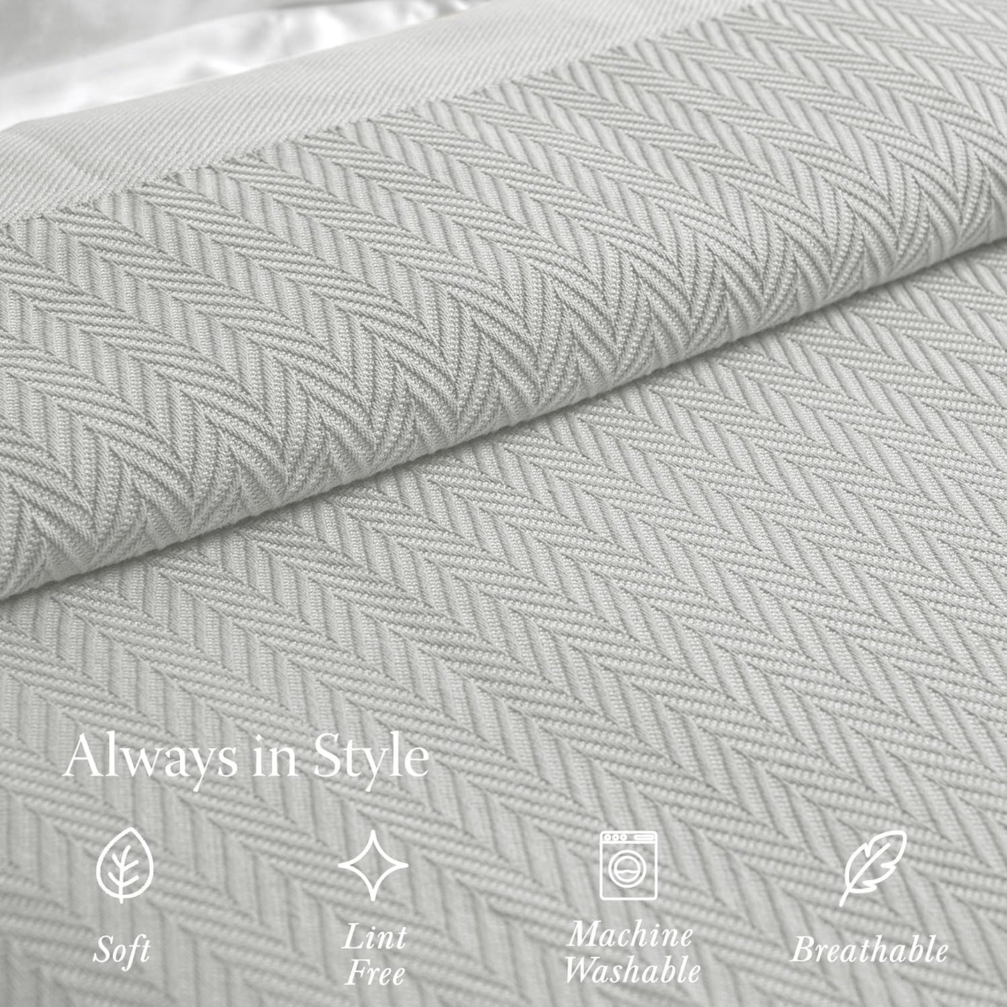 Threadmill Travel Blanket Cotton Viscose from Bamboo - Airplane Premium Soft Flight Grey Throw Blanket in Cloth Bag (Grey Color) Compact & Portable Blanket for Travel, Car, Picnic & Camping