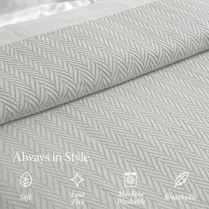Threadmill Travel Blanket Cotton Viscose from Bamboo - Airplane Premium Soft Flight Grey Throw Blanket in Cloth Bag (Grey Color) Compact & Portable Blanket for Travel, Car, Picnic & Camping
