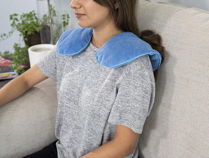DreamTime Hot or Cold Neck Wrap, Microwaveable Heating Pad for Shoulders, Calming Lavender and Peppermint Aromatherapy, Freeze to Soothe Pain, Soft Silky Spa Pillow