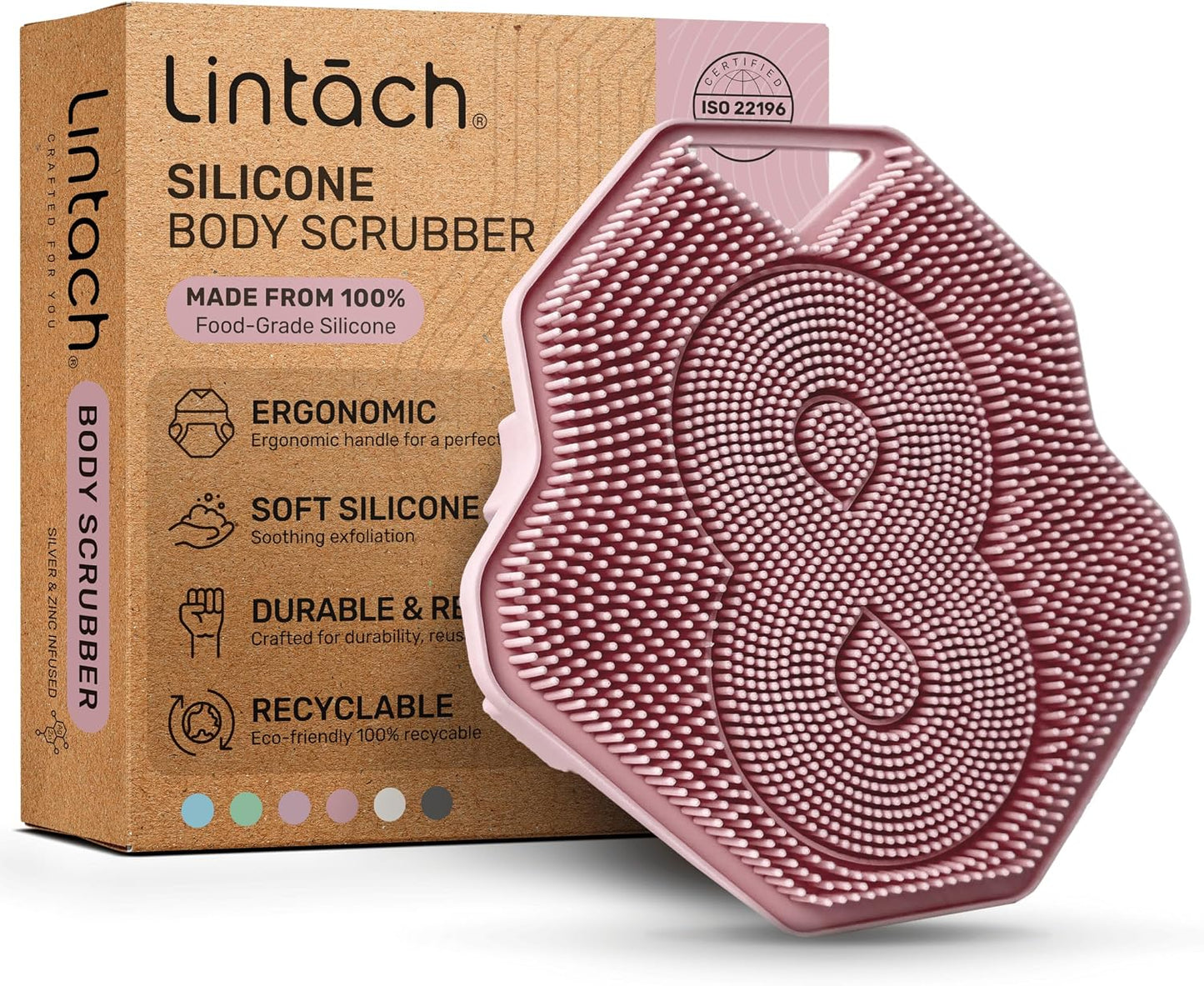 Silicone Shower Scrubber for Body – Exfoliating Loofah Alternative, Zinc & Silver-Infused, Hygienic & Gentle for Sensitive Skin, Durable & Long-Lasting Body Scrubber for Men - Sky Blue