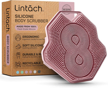 Silicone Shower Scrubber for Body – Exfoliating Loofah Alternative, Zinc & Silver-Infused, Hygienic & Gentle for Sensitive Skin, Durable & Long-Lasting Body Scrubber for Men - Sky Blue