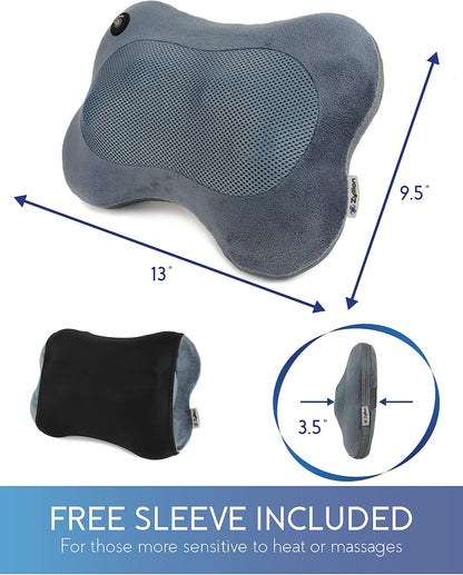 Zyllion Shiatsu Back and Neck Massager with Heat - 3D Electric Kneading Deep Tissue Massage Pillow for Muscle Pain Relief, Black, ZMA-13